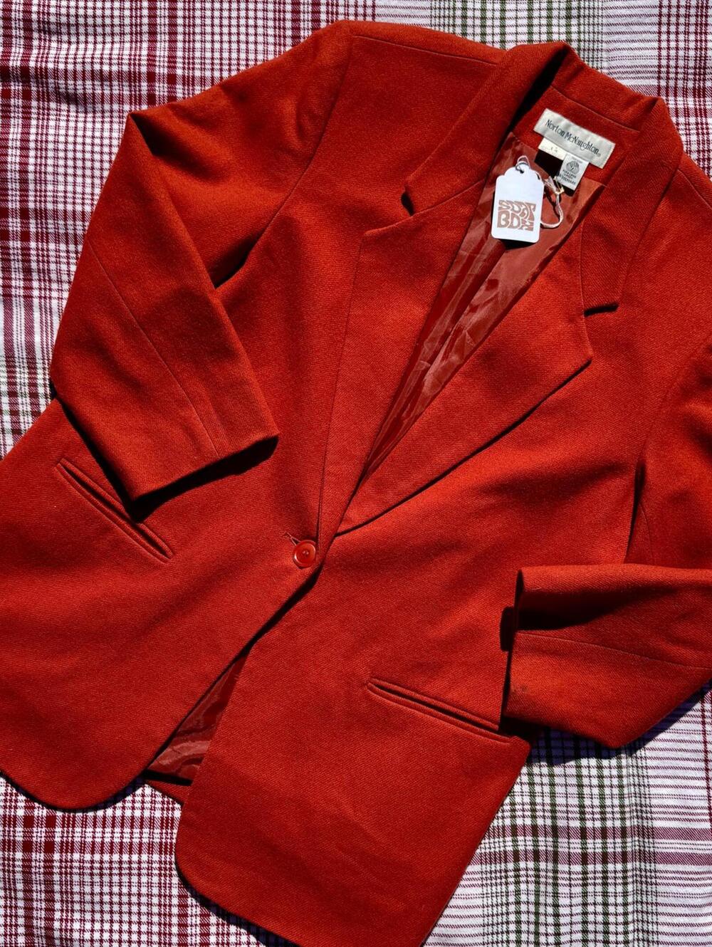 90s Burnt Orange Wool Blazer